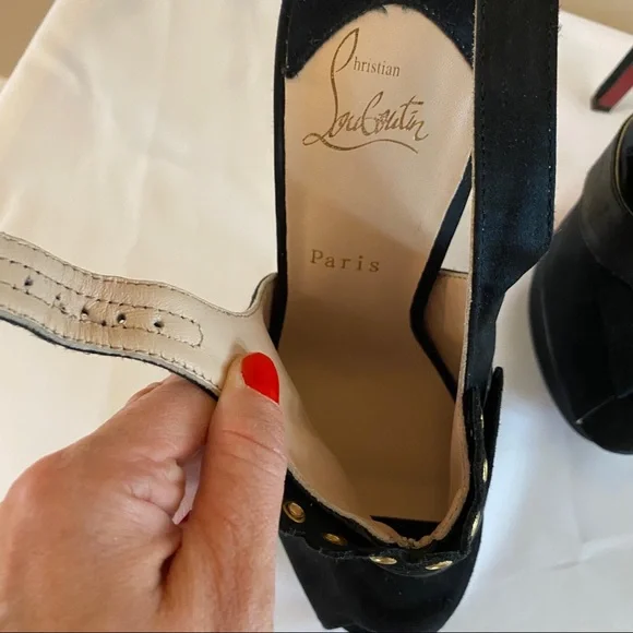 Christian Louboutin Black Heels with Gold Accents - Picture 10 of 11